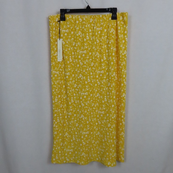 June & Hudson Yellow and White Floral Print Long Skirt - Picture 1 of 9